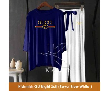 Kishmish GU Night Suit (Royal Blue - White)